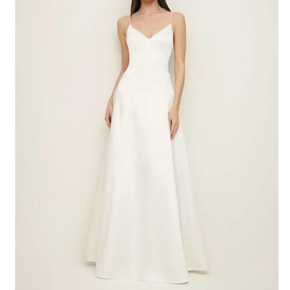 Reformation Icelynn Satin Dress Ivory - Picture 11 of 11